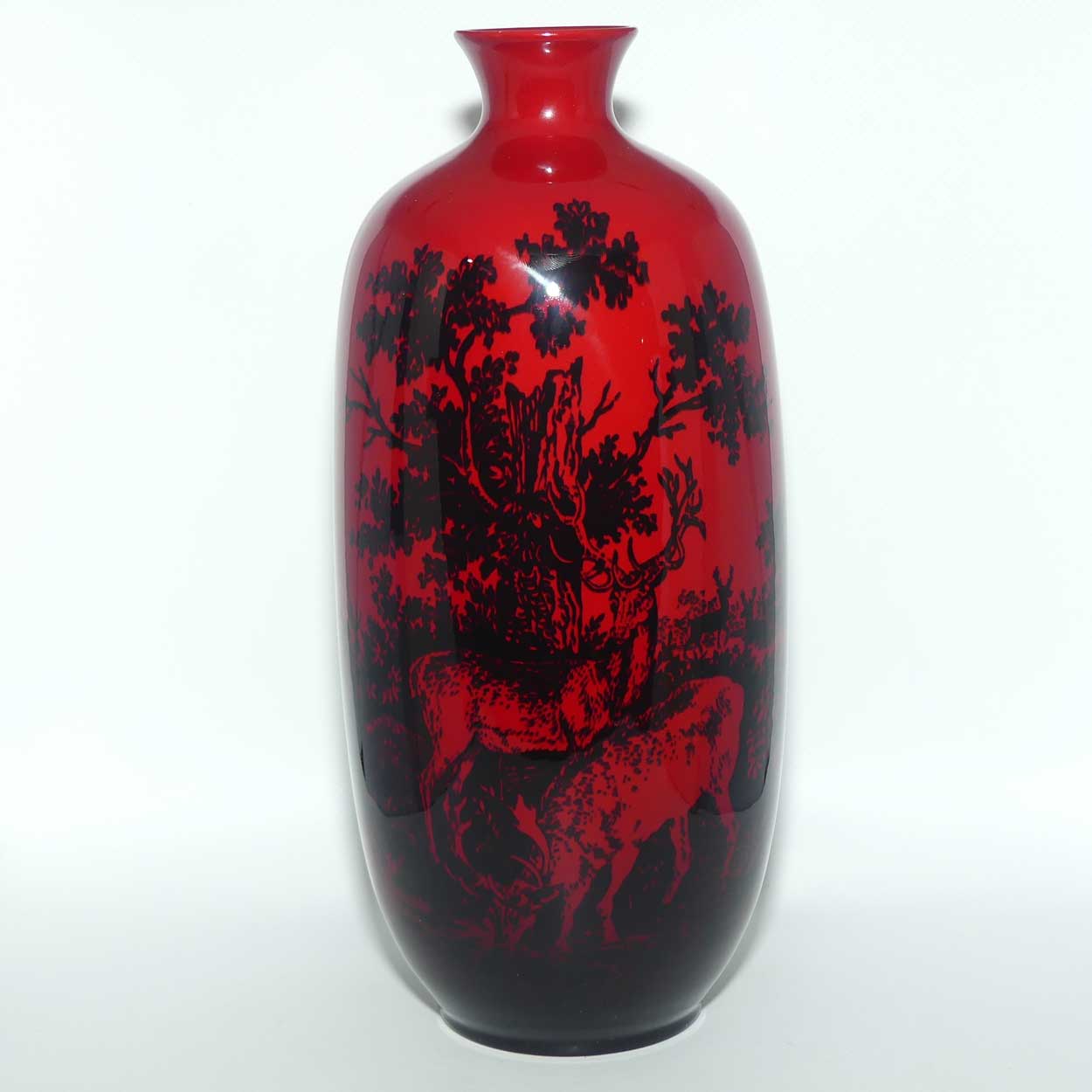 Royal Doulton Flambe Woodcut Highland Deer tall vase | Shape 1619 | #2