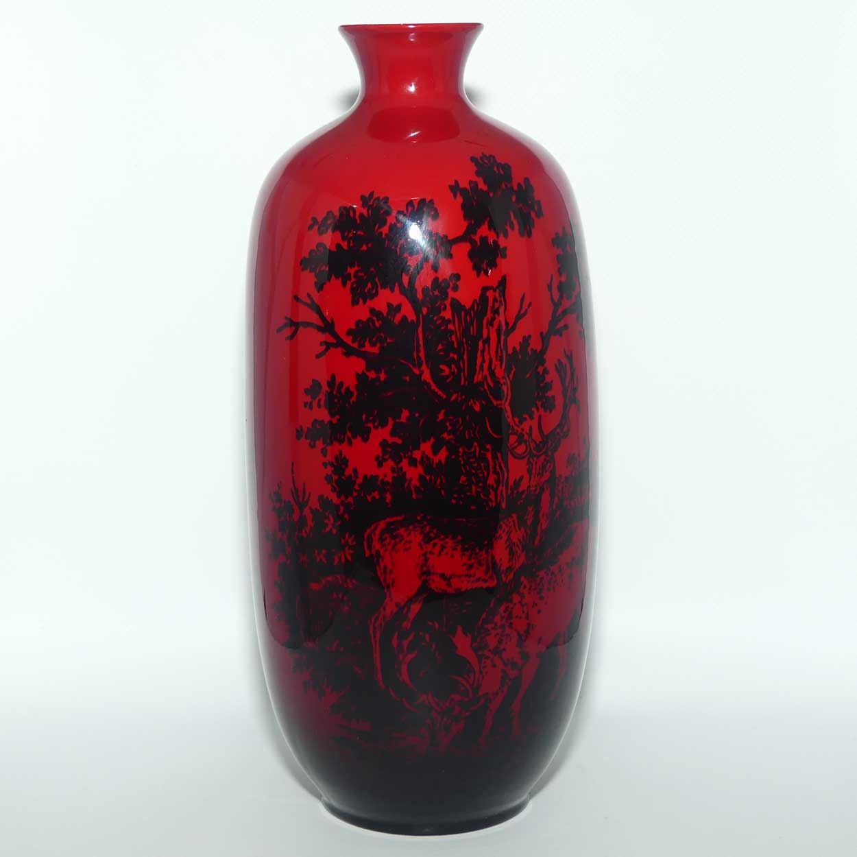 Royal Doulton Flambe Woodcut Highland Deer tall vase | Shape 1619 | #2