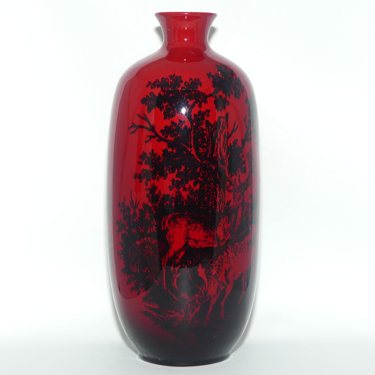 Royal Doulton Flambe Woodcut Highland Deer tall vase | Shape 1619 | #2