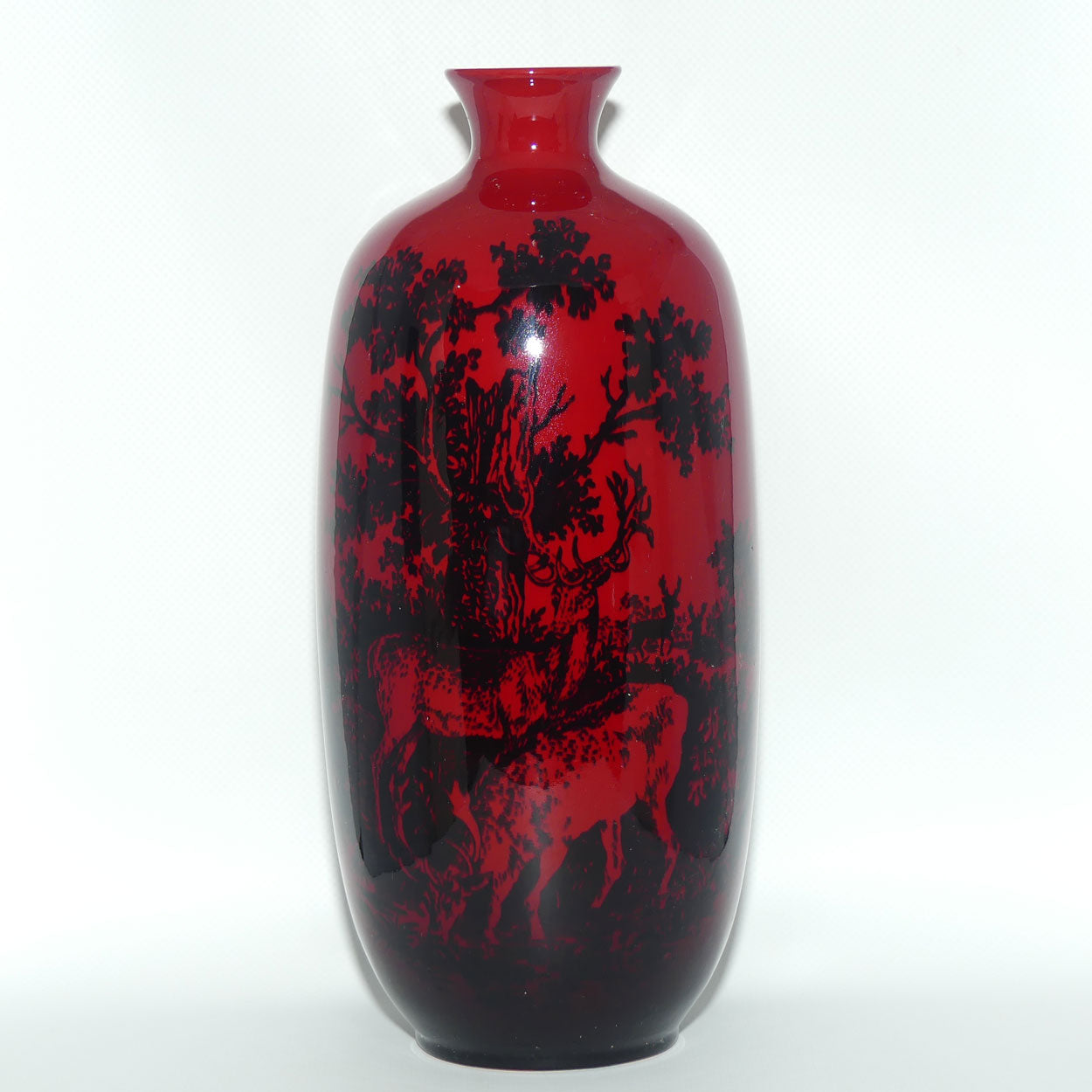 Royal Doulton Flambe Woodcut Highland Deer tall vase | Shape 1619 | #2