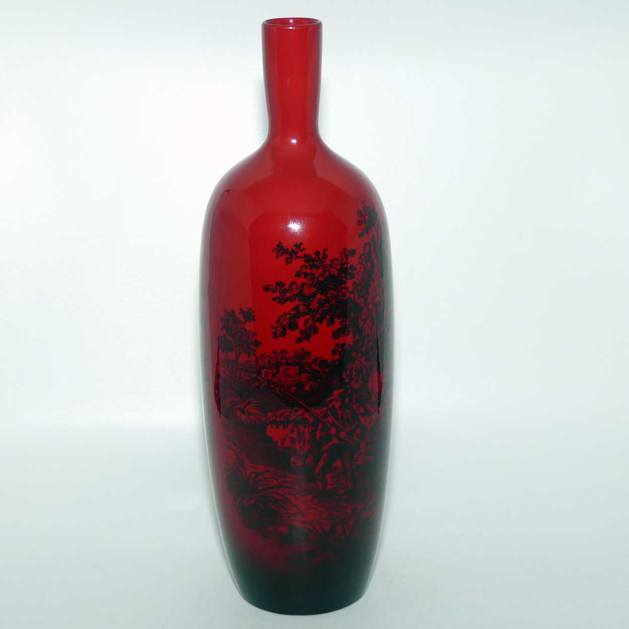 Royal Doulton Flambe Woodcut 1617 Poacher tall vase