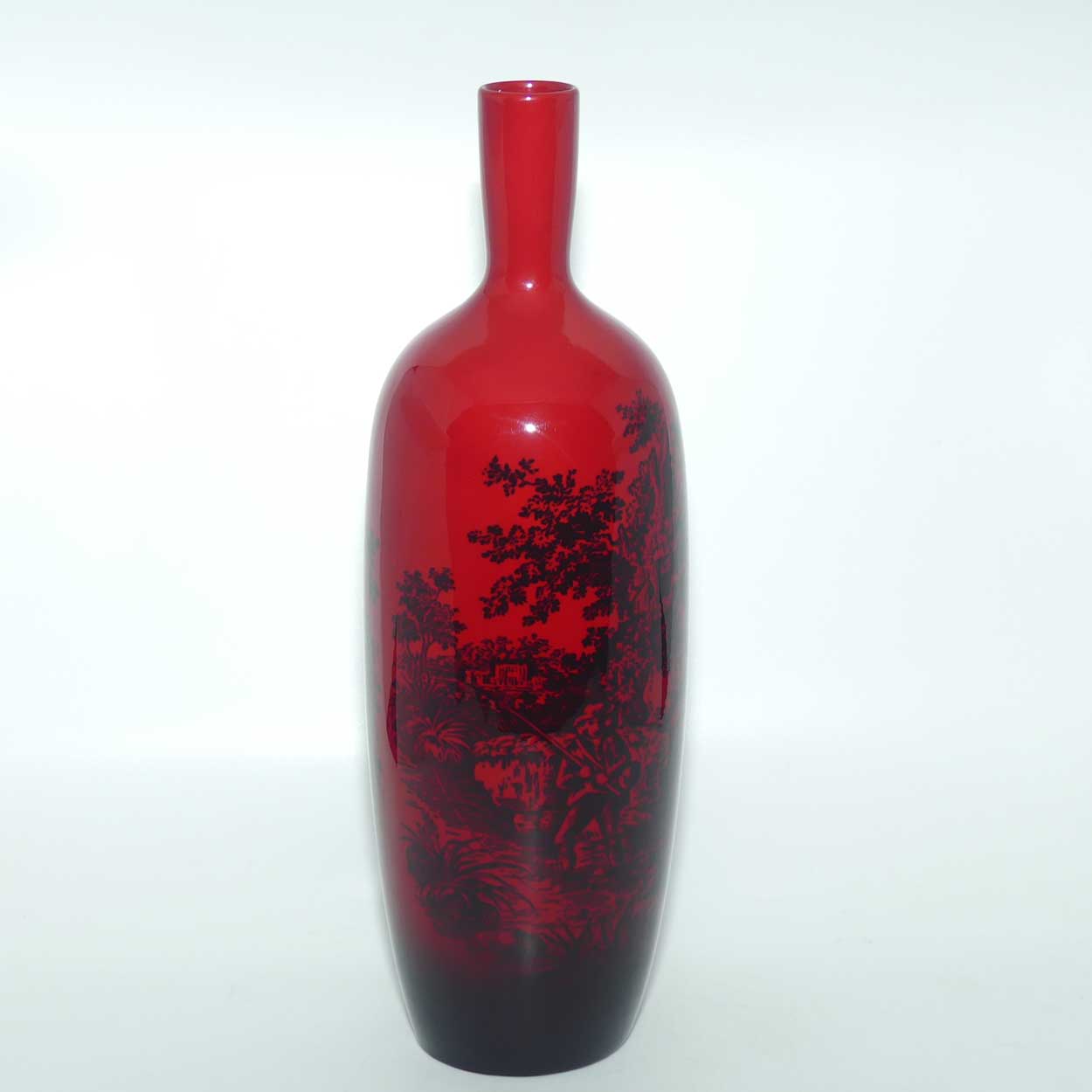 Royal Doulton Flambe Woodcut 1617 Poacher tall vase