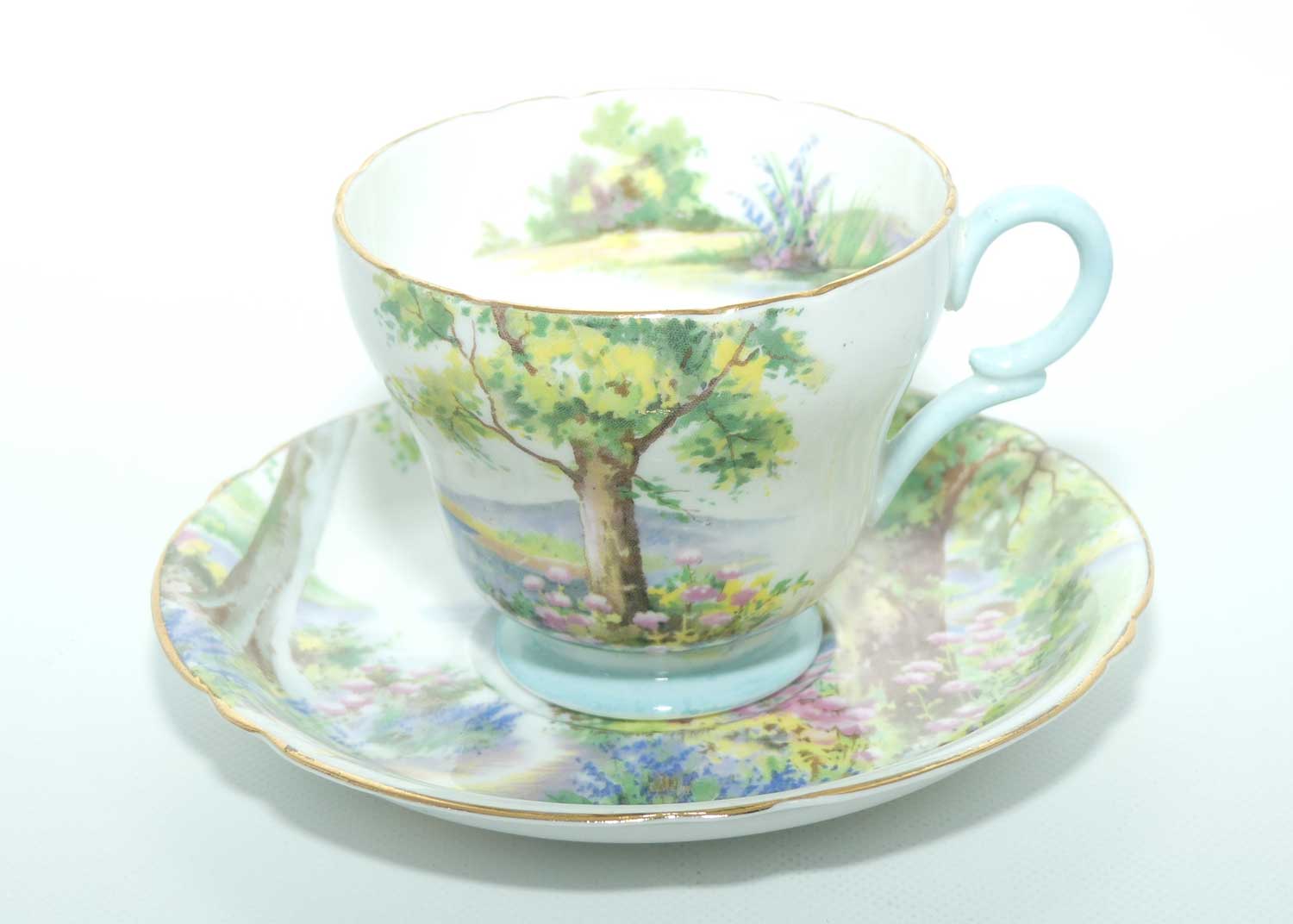 Shelley Richmond shape Woodland coffee duo | Gilt Trim | 13348