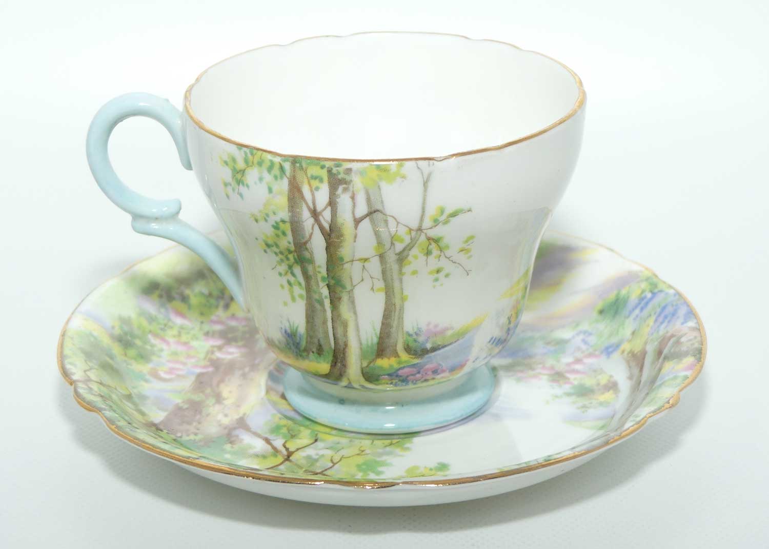 Shelley Richmond shape Woodland coffee duo | Gilt Trim | 13348