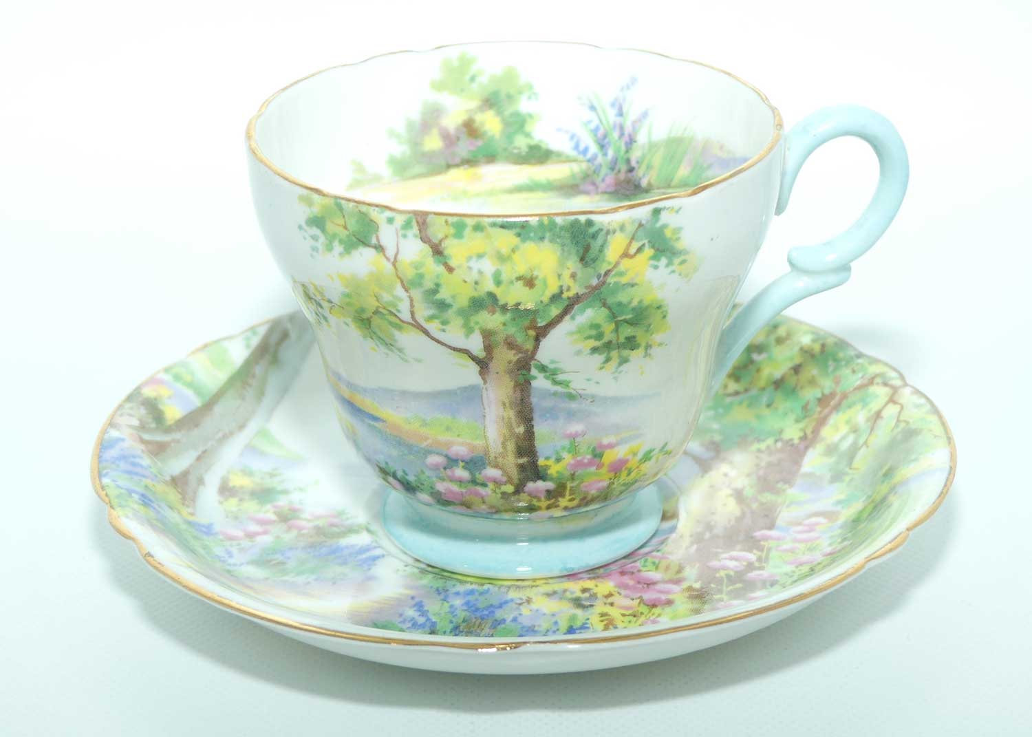 Shelley Richmond shape Woodland coffee duo | Gilt Trim | 13348