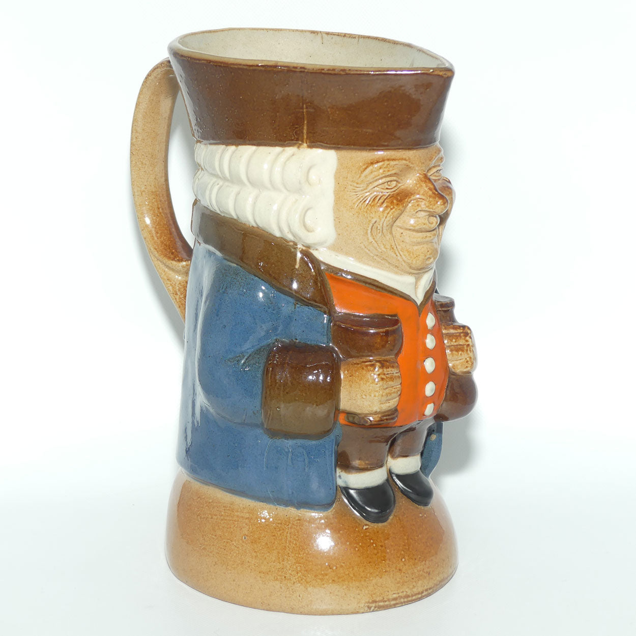 X8572 Royal Doulton Lambeth Harry Simeon The Standing Man Large toby | Smiling Face, Orange Waistcoat, Blue Jacket