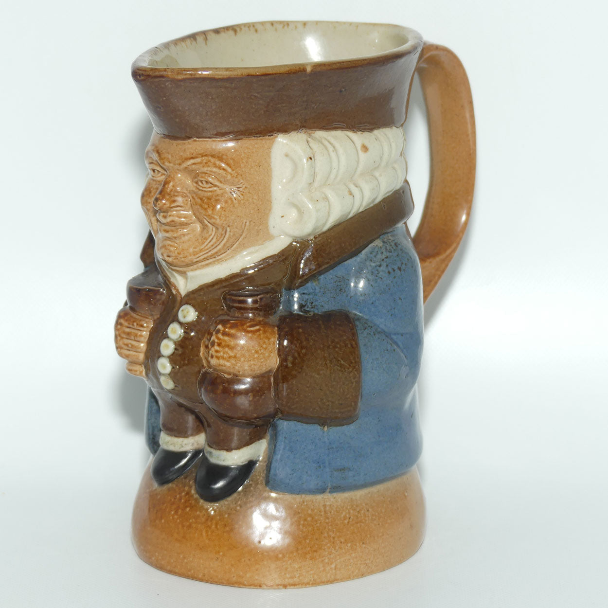 X8572 Royal Doulton Lambeth Harry Simeon The Standing Man Medium toby | Smiling Face, Brown Waistcoat, Blue Jacket