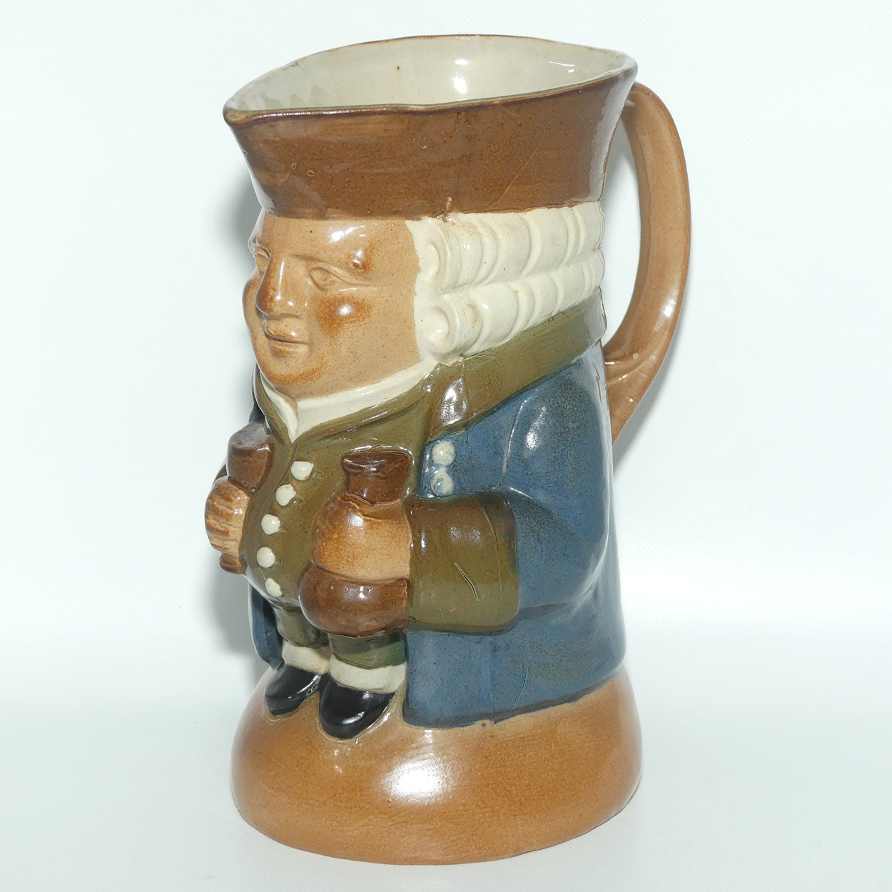 X8572 Royal Doulton Lambeth Harry Simeon The Standing Man Large Toby | Sombre Face, Green Waistcoat, Blue Jacket