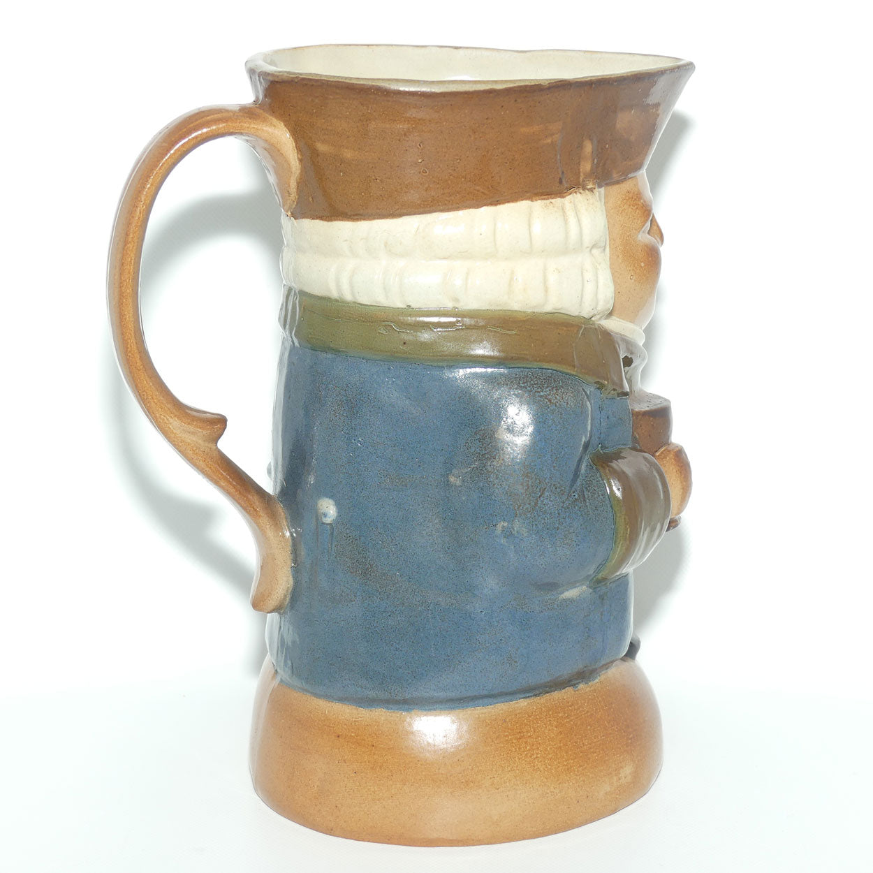 X8572 Royal Doulton Lambeth Harry Simeon The Standing Man Large Toby | Sombre Face, Green Waistcoat, Blue Jacket