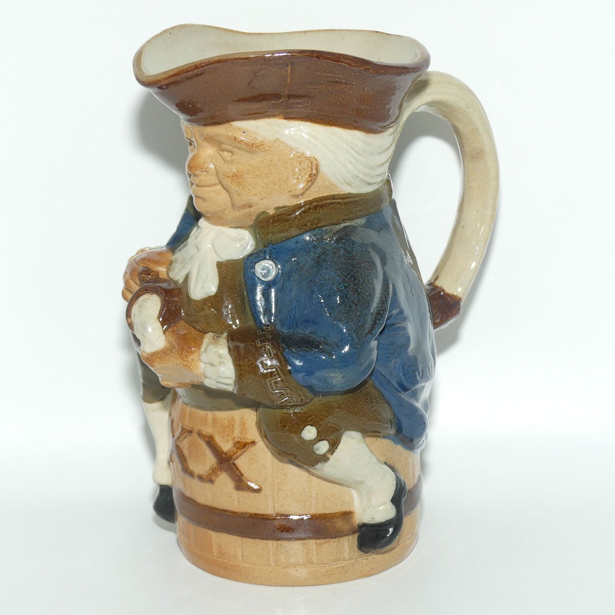 X8590 Royal Doulton Lambeth Harry Simeon Toby XX Large toby | Hand holds jug of Ale | Blue Coat, Brown waistcoat, Brown Jug
