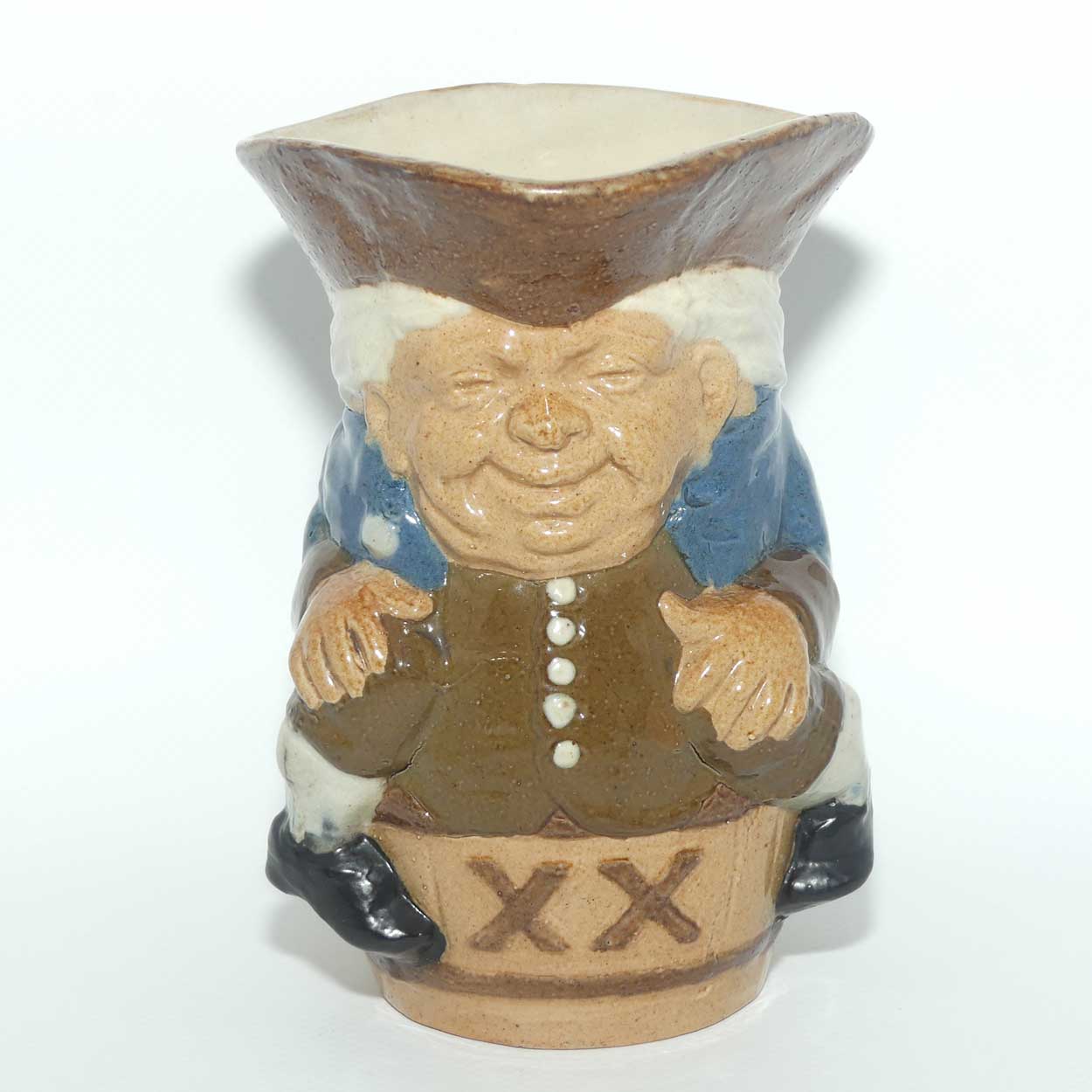 X8591 Royal Doulton Lambeth Harry Simeon Toby XX beaker | Unrecorded Shape | Colourway 3 | Blue Jacket, Green Waistcoat and Breeches