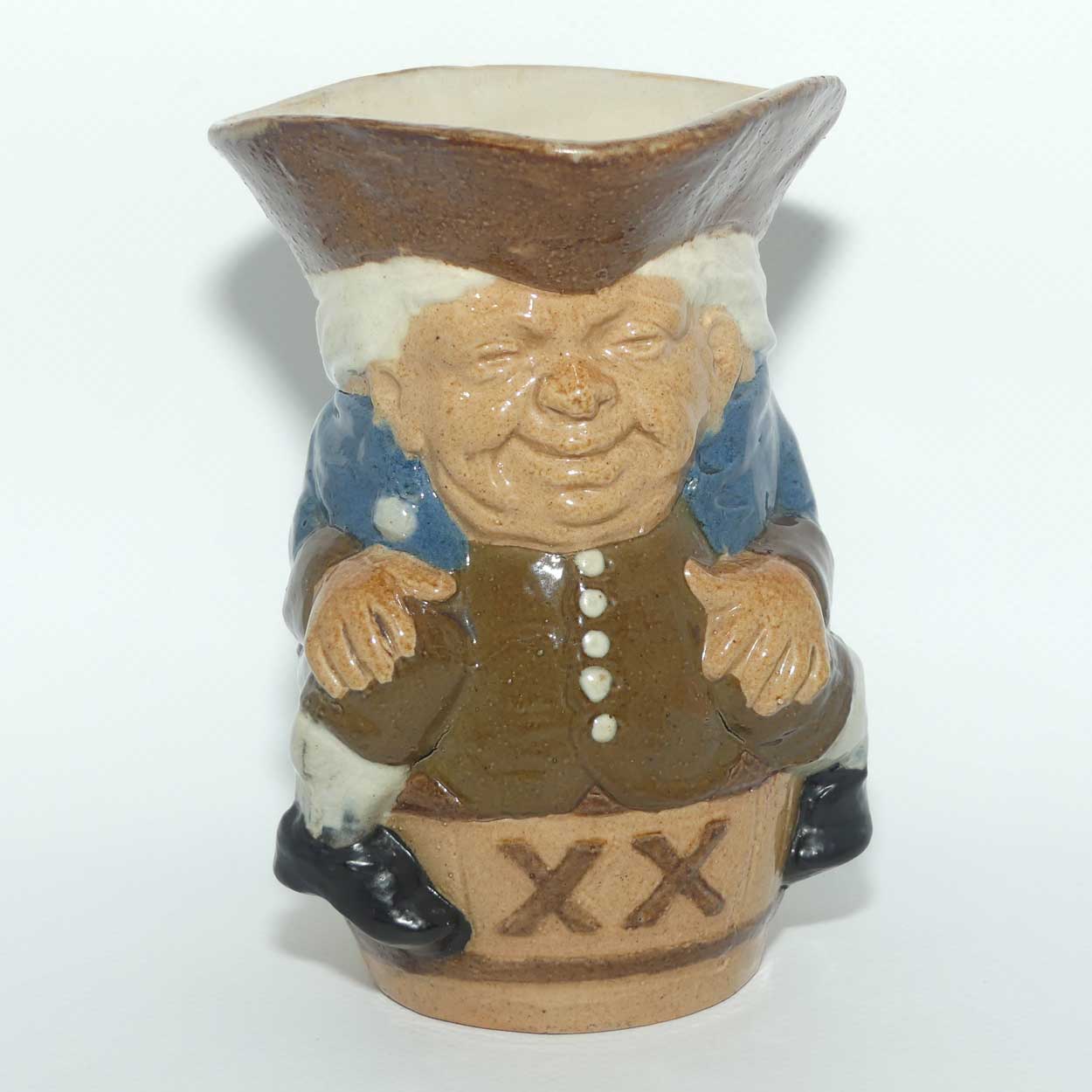 X8591 Royal Doulton Lambeth Harry Simeon Toby XX beaker | Unrecorded Shape | Colourway 3 | Blue Jacket, Green Waistcoat and Breeches