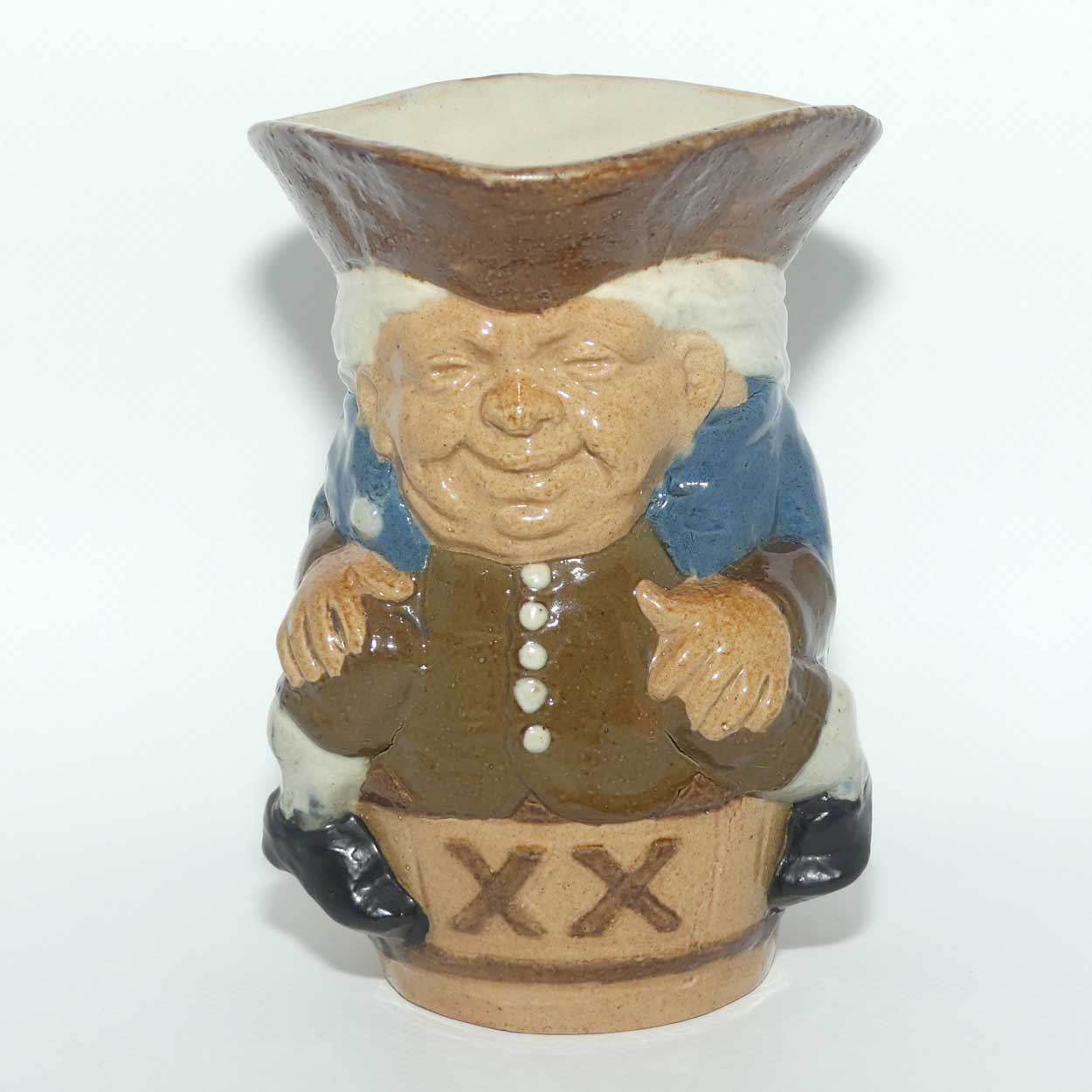 X8591 Royal Doulton Lambeth Harry Simeon Toby XX beaker | Unrecorded Shape | Colourway 3 | Blue Jacket, Green Waistcoat and Breeches