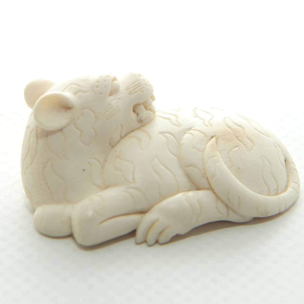 Japanese Carved Ivory miniature Okimono | Okuri Inu or Yama Inu