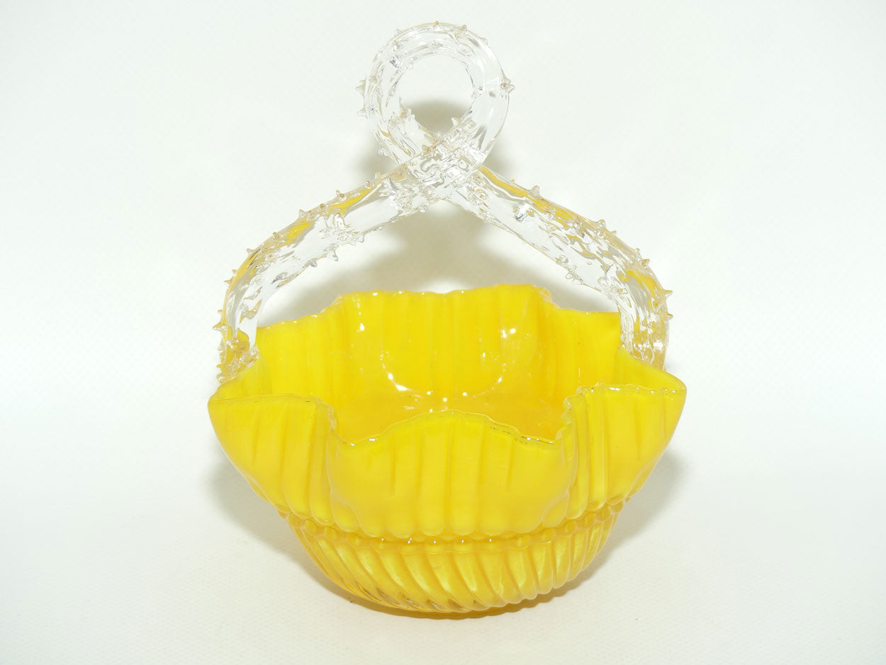 Buttercup Yellow Glass | Ribbed design | thorn handle basket