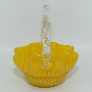 Buttercup Yellow Glass | Ribbed design | thorn handle basket