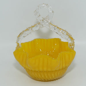 Buttercup Yellow Glass | Ribbed design | thorn handle basket