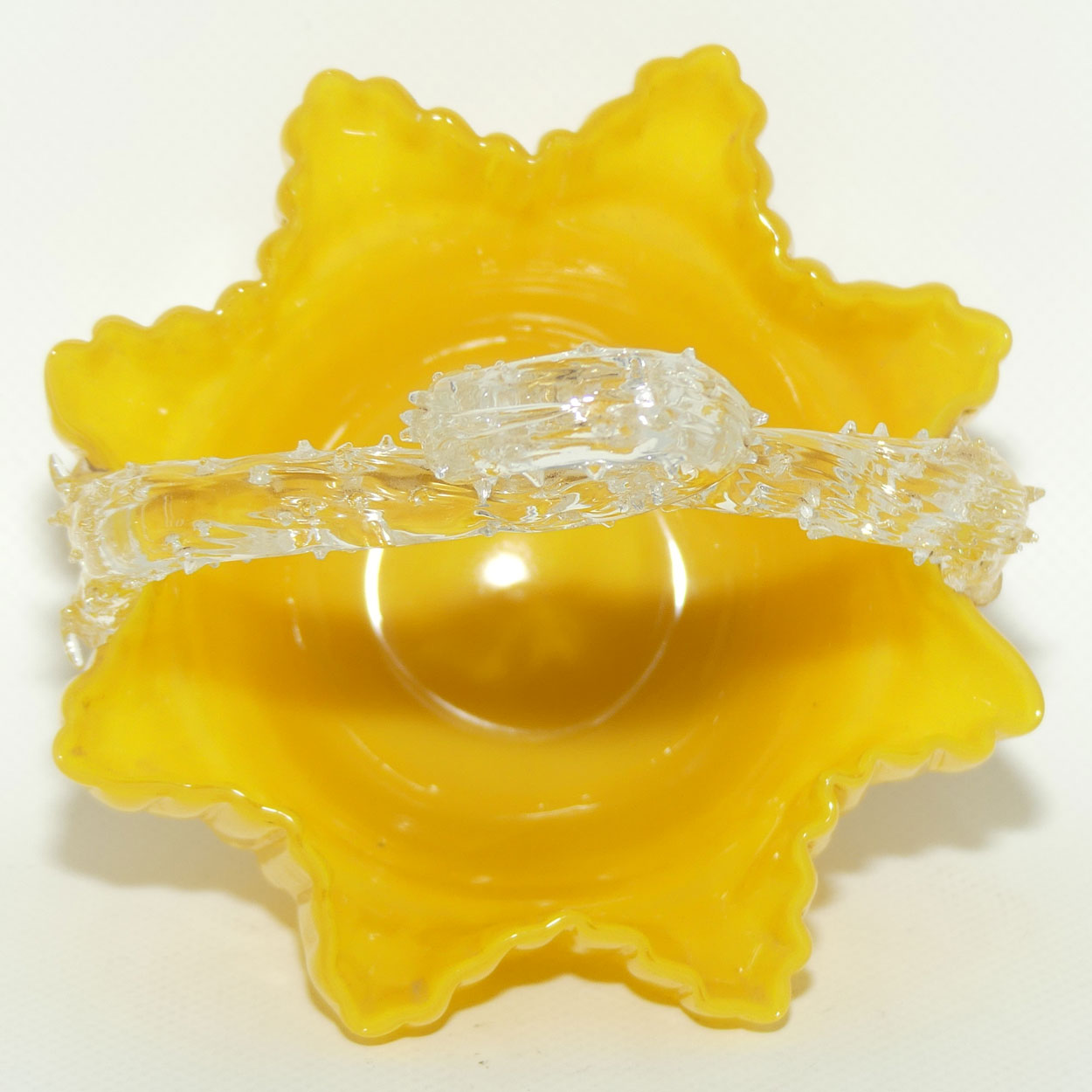 Buttercup Yellow Glass | Ribbed design | thorn handle basket