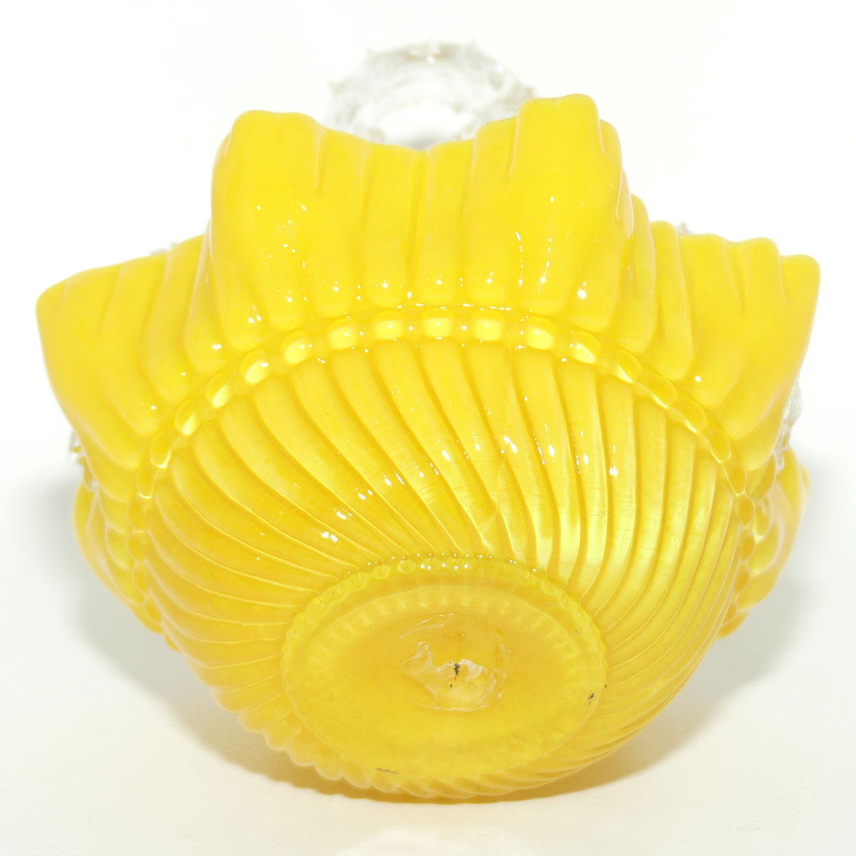 Buttercup Yellow Glass | Ribbed design | thorn handle basket