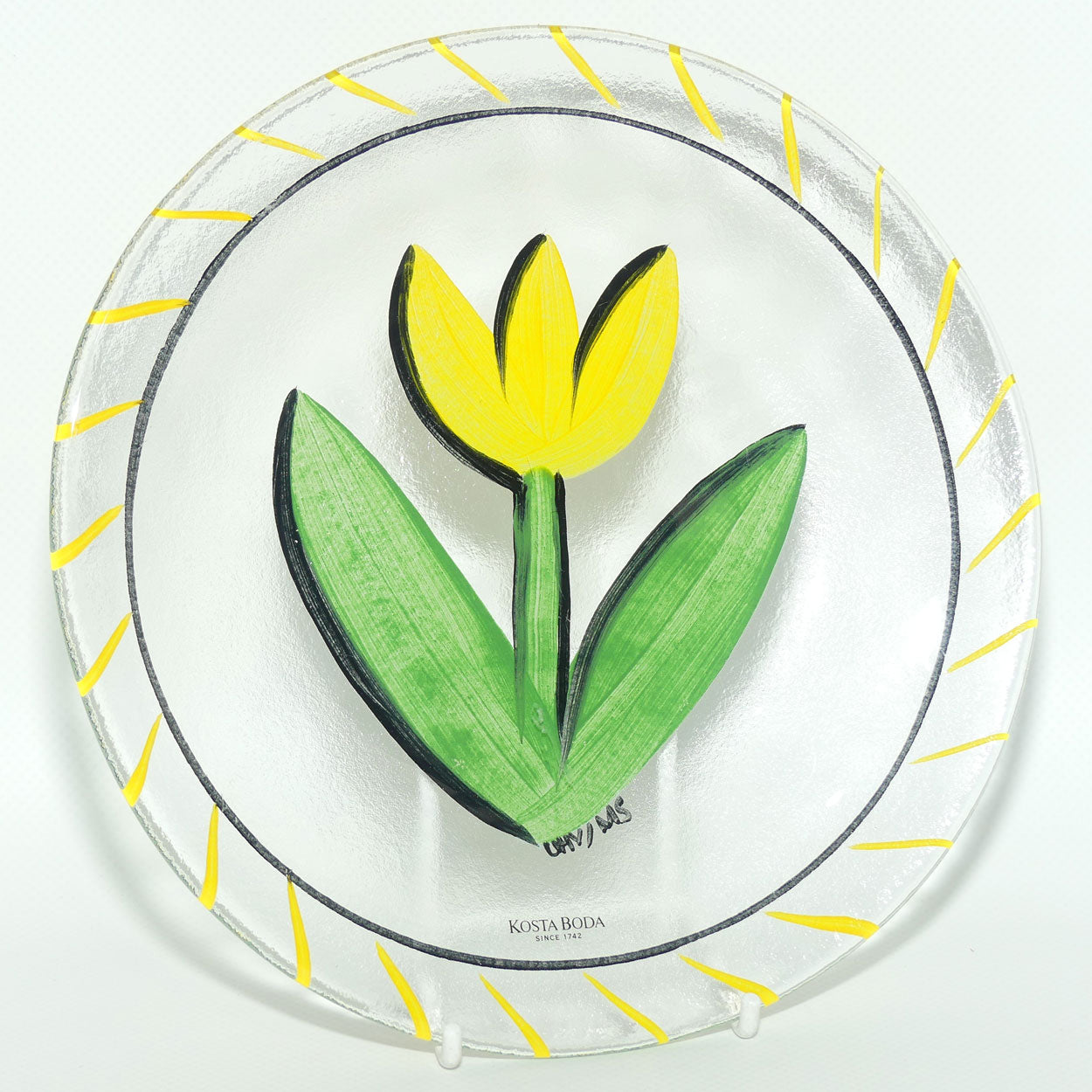 Kosta Boda Sweden Yellow Tulip plate | 19cm | signed by Ulrica Hydman-Vallien