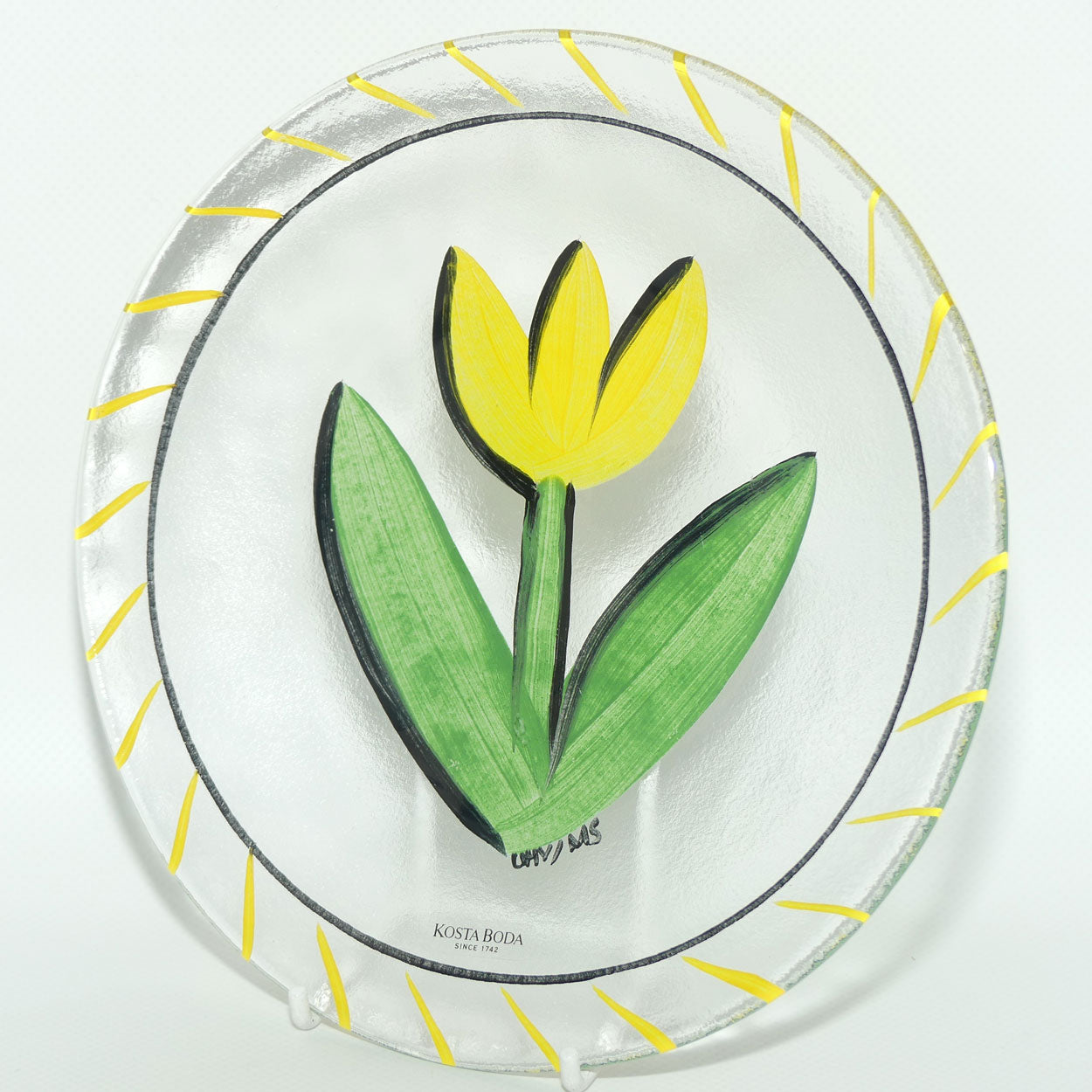 Kosta Boda Sweden Yellow Tulip plate | 19cm | signed by Ulrica Hydman-Vallien