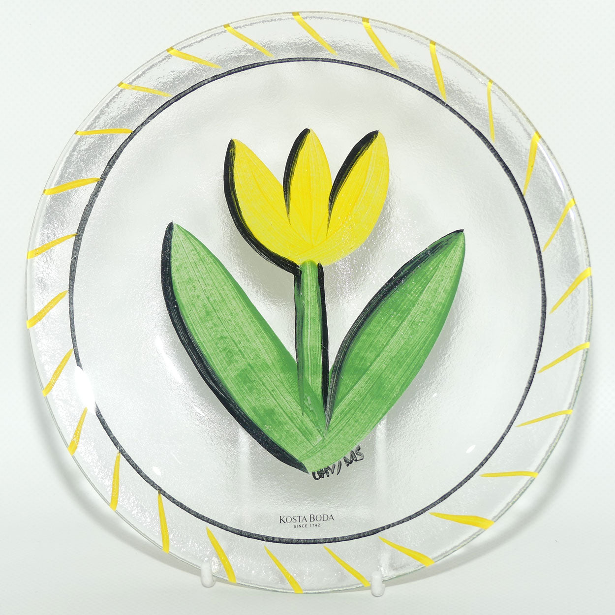 Kosta Boda Sweden Yellow Tulip plate | 19cm | signed by Ulrica Hydman-Vallien