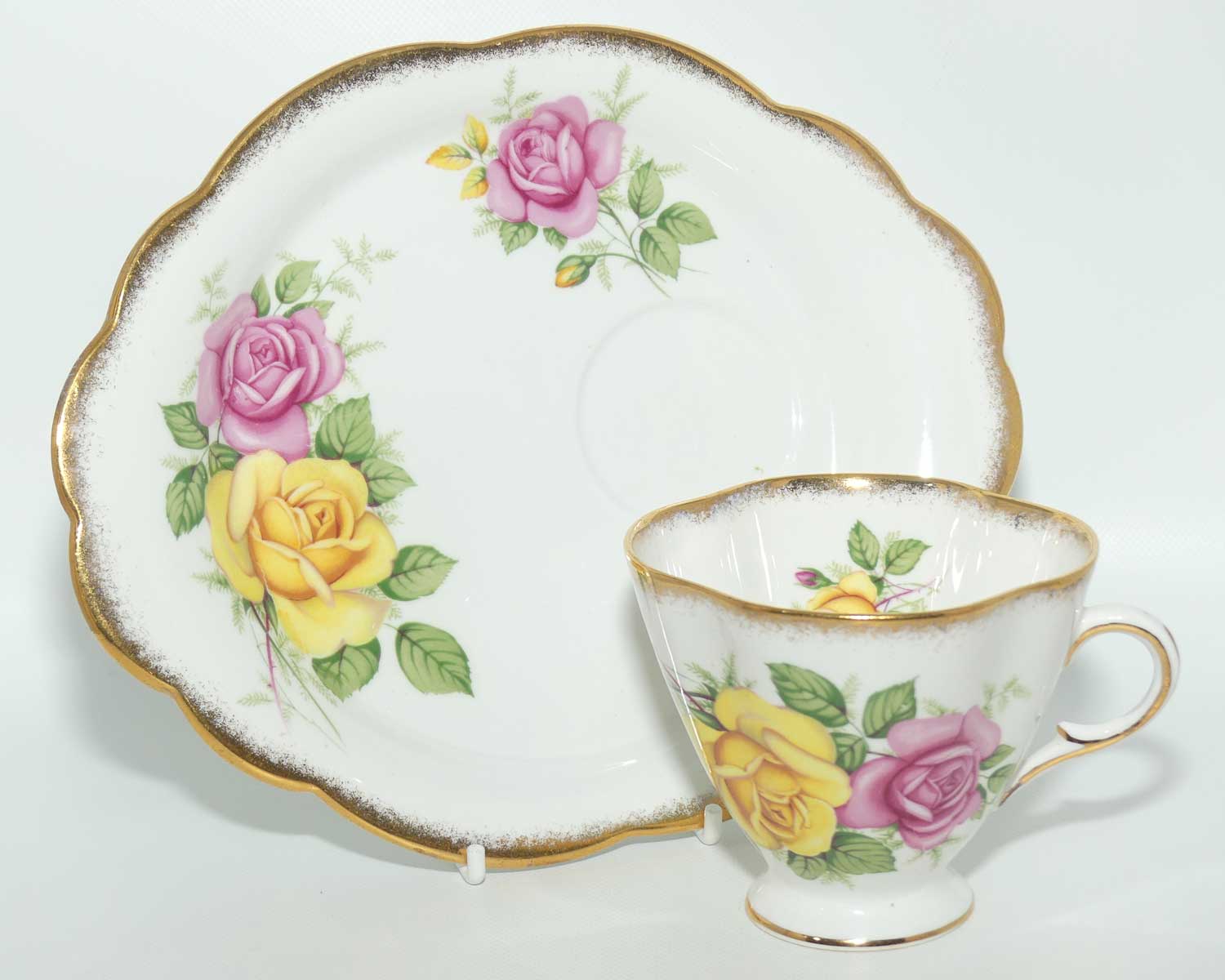 Windsor Bone China Yellow and Pink Roses Hostess duo