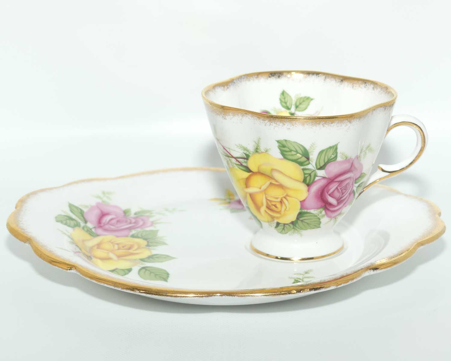 Windsor Bone China Yellow and Pink Roses Hostess duo