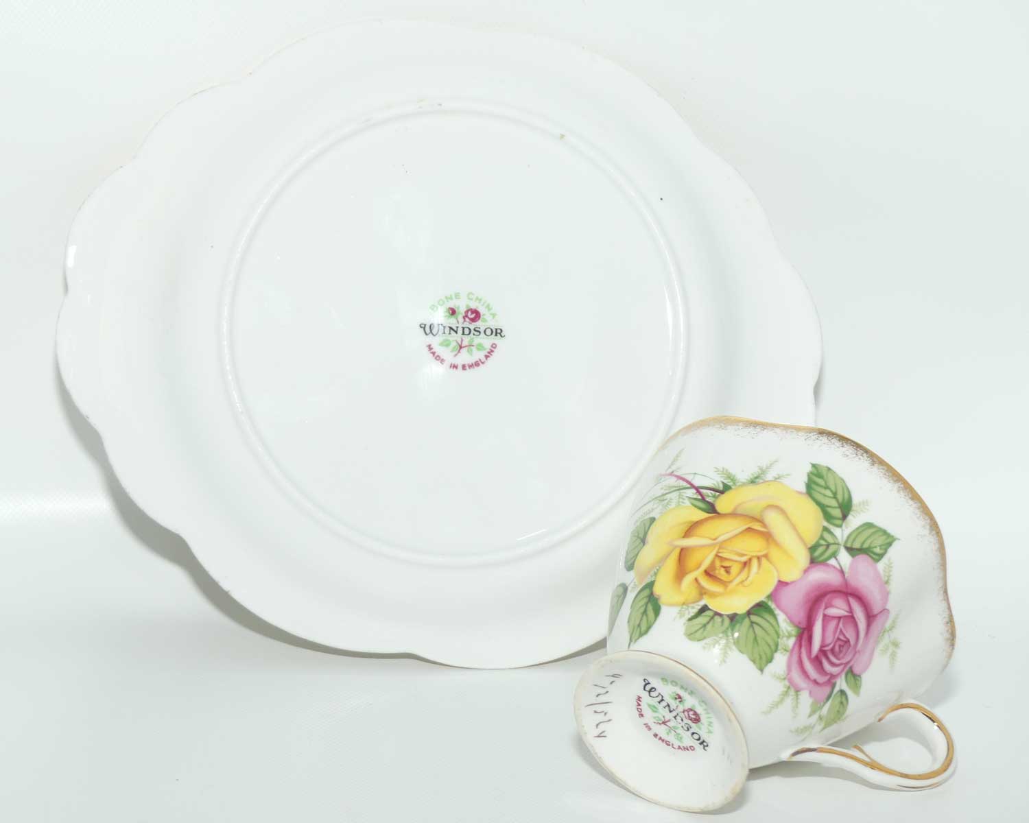 Windsor Bone China Yellow and Pink Roses Hostess duo