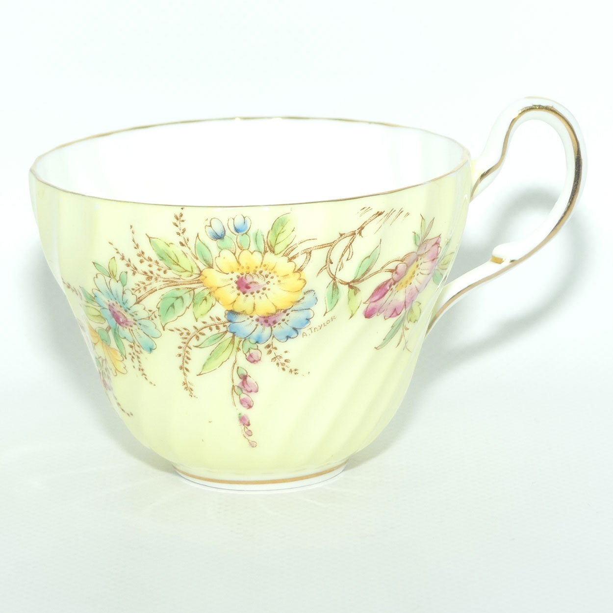 EB Foley Bone China trio | Yellow with Floral Decor