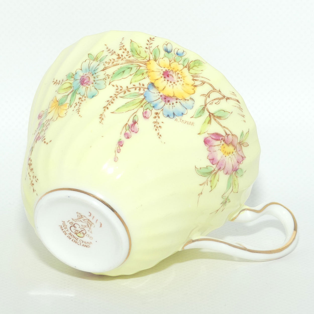 EB Foley Bone China trio | Yellow with Floral Decor