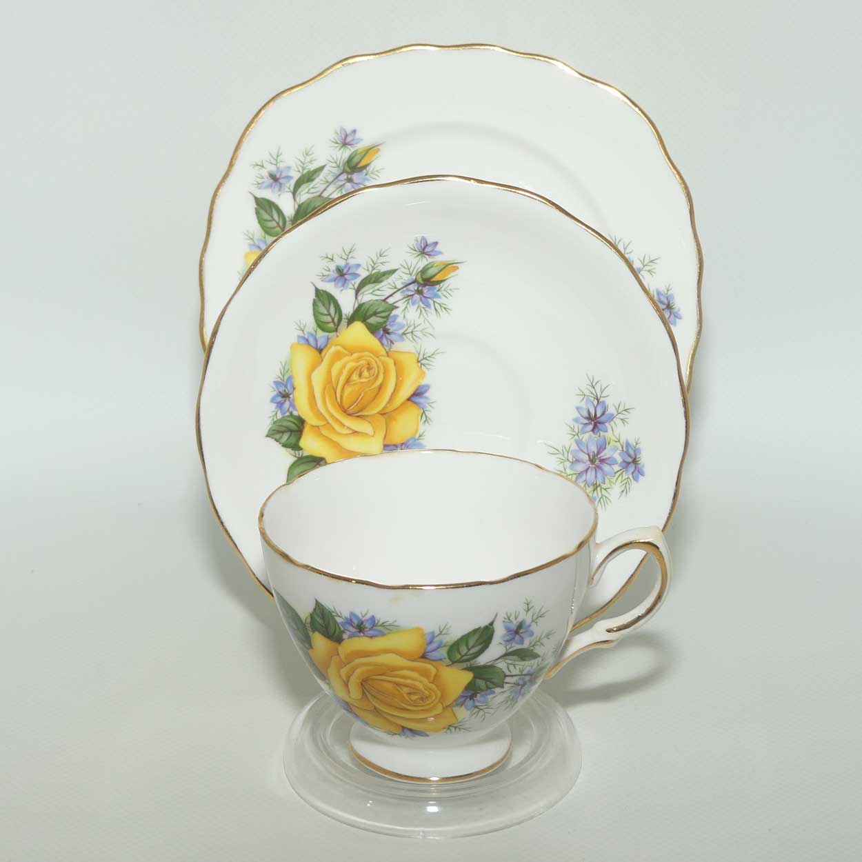 Royal Vale Bone China Yellow Rose trio