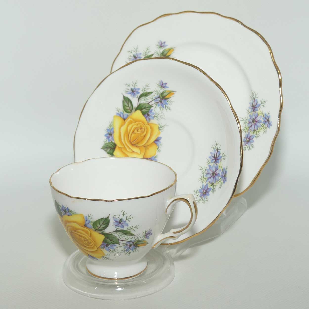 Royal Vale Bone China Yellow Rose trio