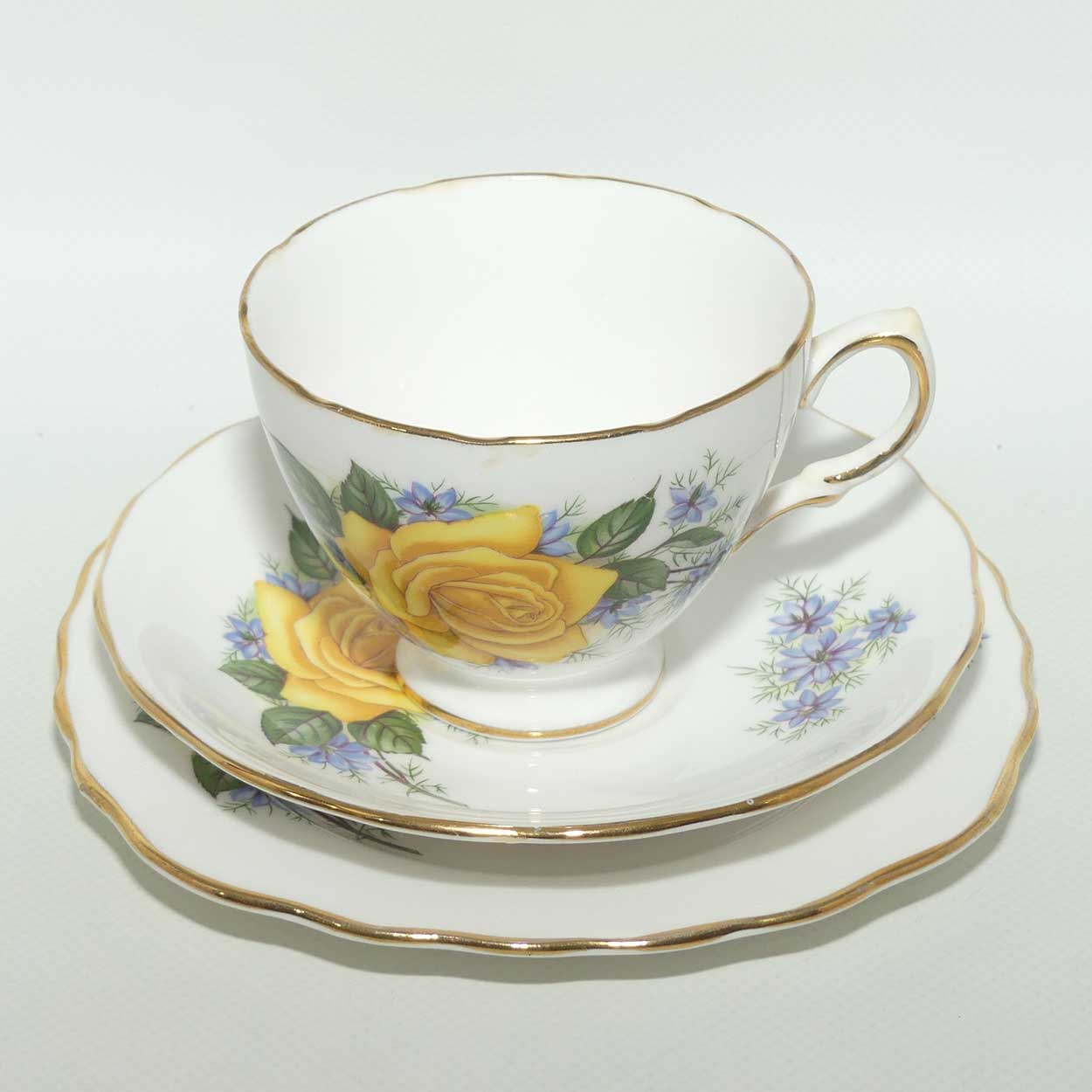Royal Vale Bone China Yellow Rose trio