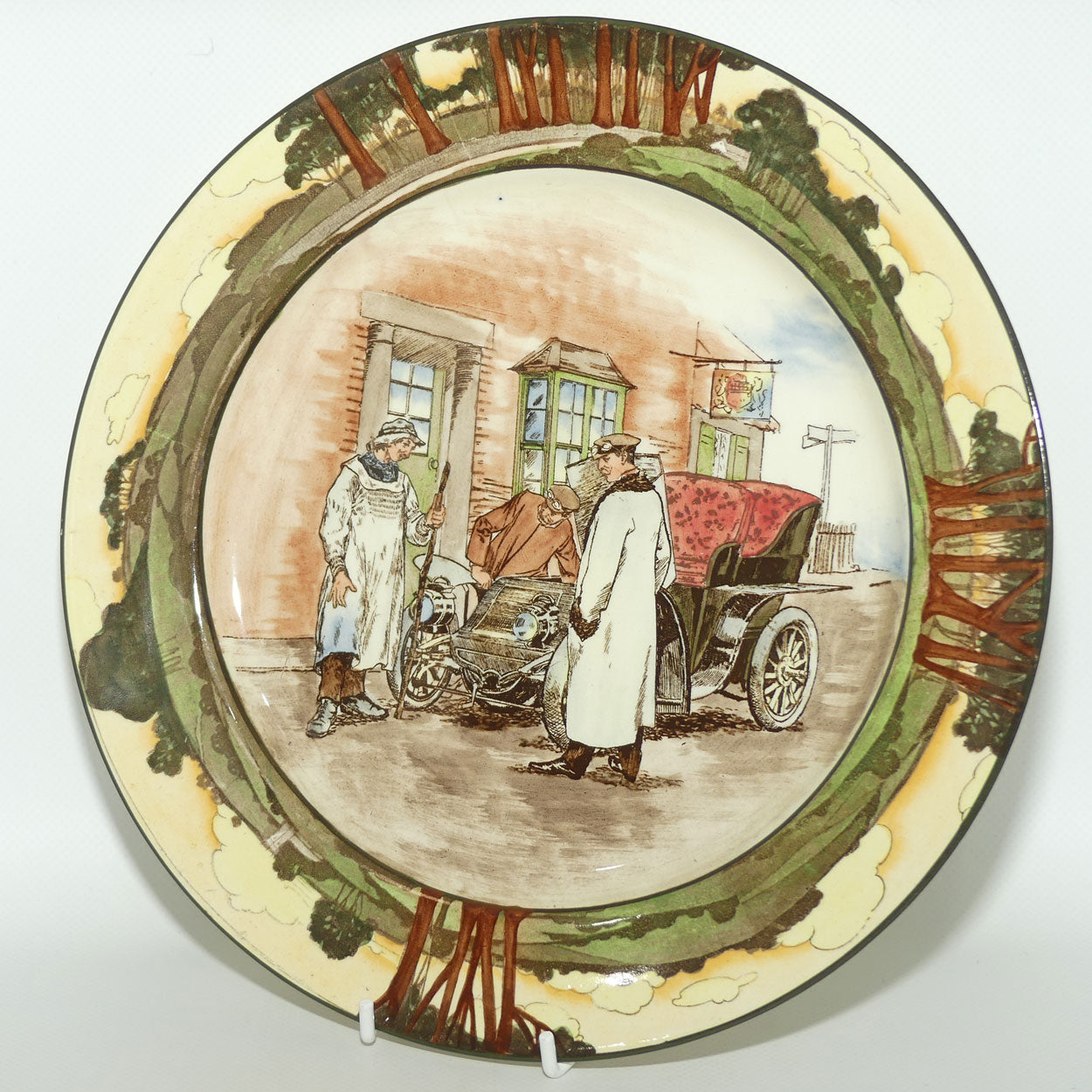 Royal Doulton Early Motoring plate D2406 Yokel and Motorist | Large