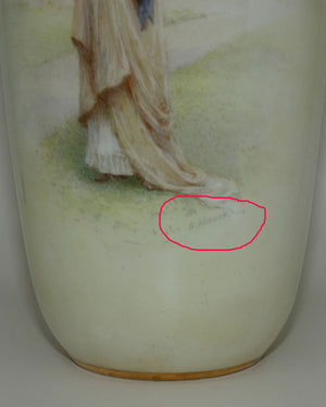 Doulton Burslem vase of a Young Woman signed S Alcock