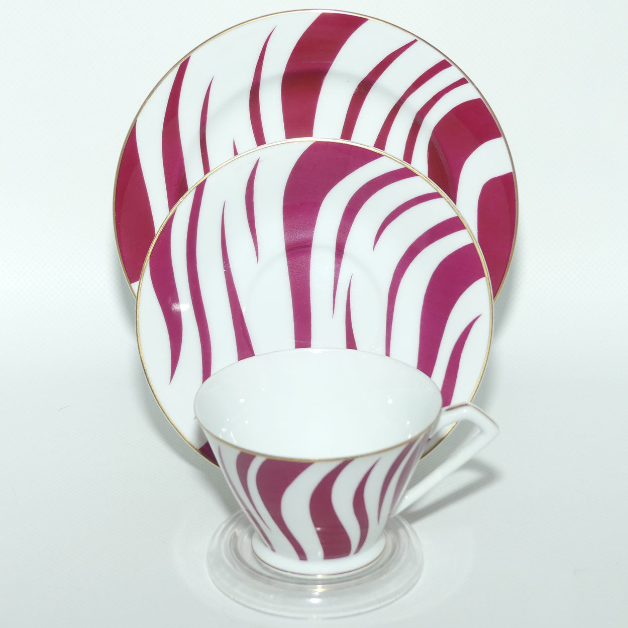 Vintage Retro Noritake Japan Zebra pattern trio | Cerise