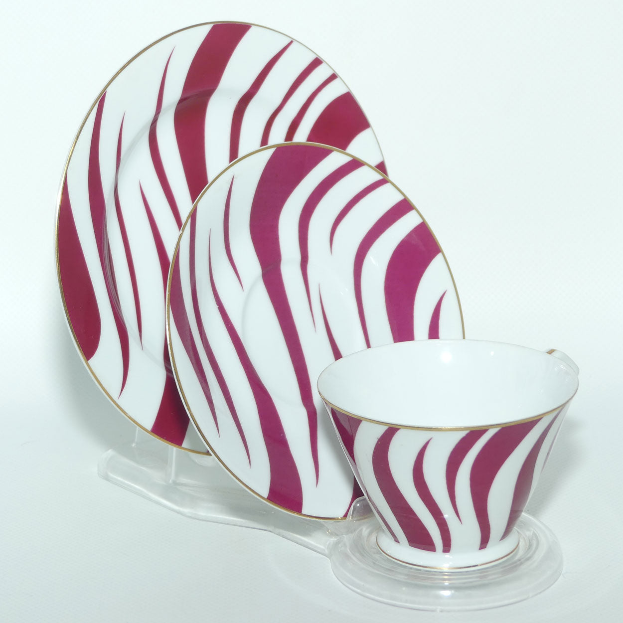 Vintage Retro Noritake Japan Zebra pattern trio | Cerise