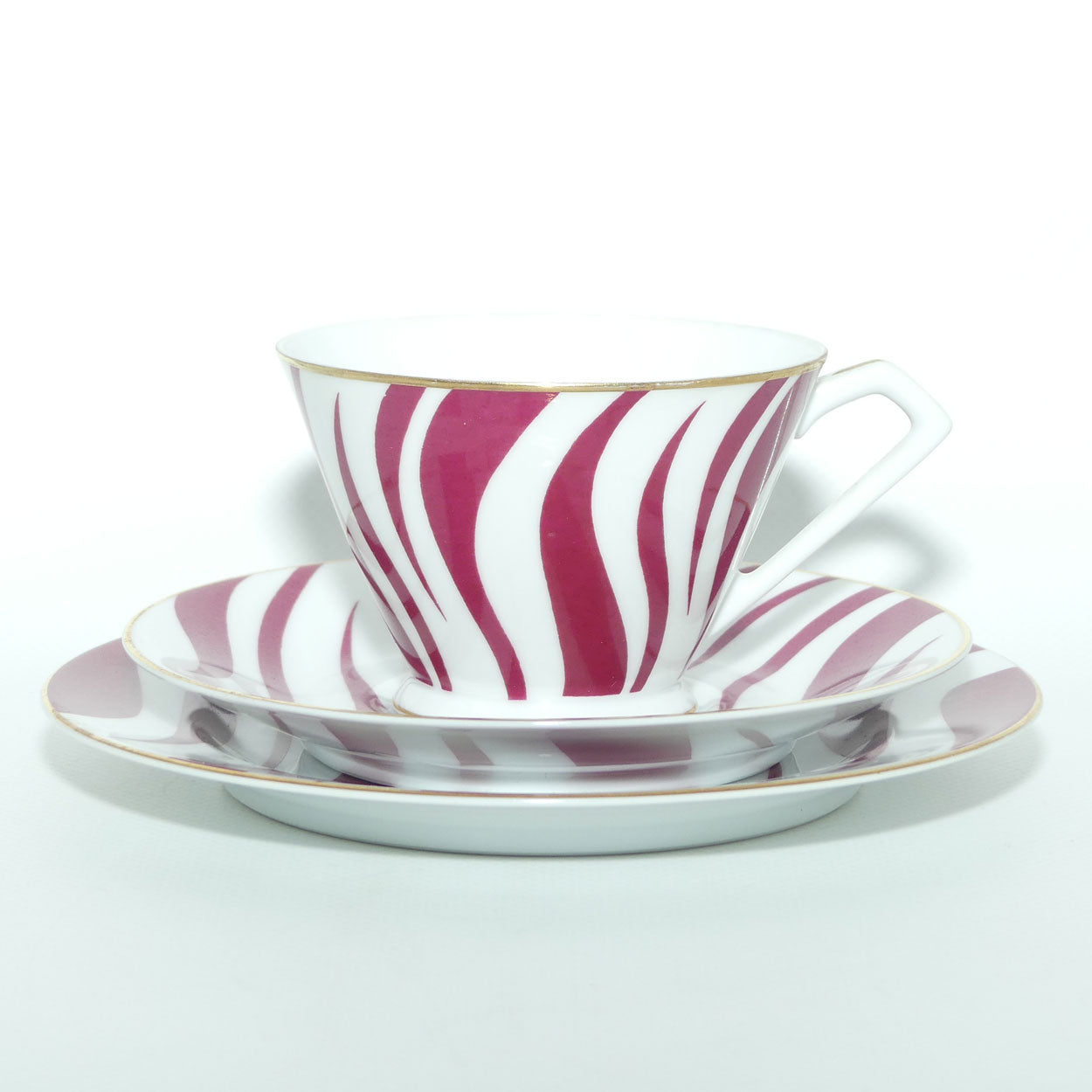 Vintage Retro Noritake Japan Zebra pattern trio | Cerise
