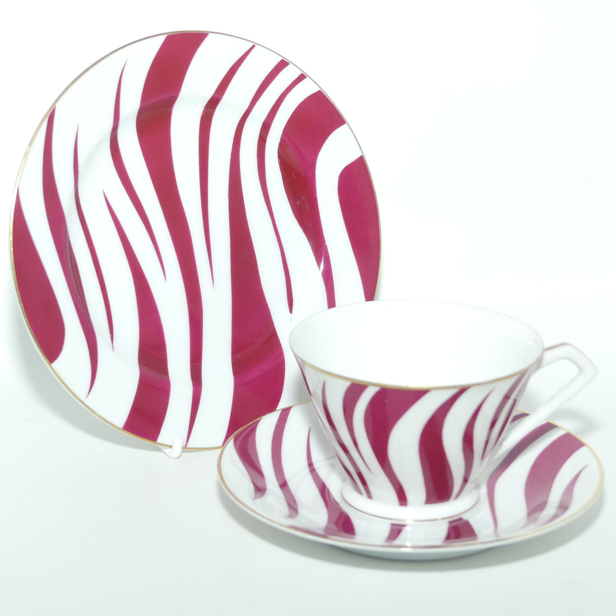 Vintage Retro Noritake Japan Zebra pattern trio | Cerise