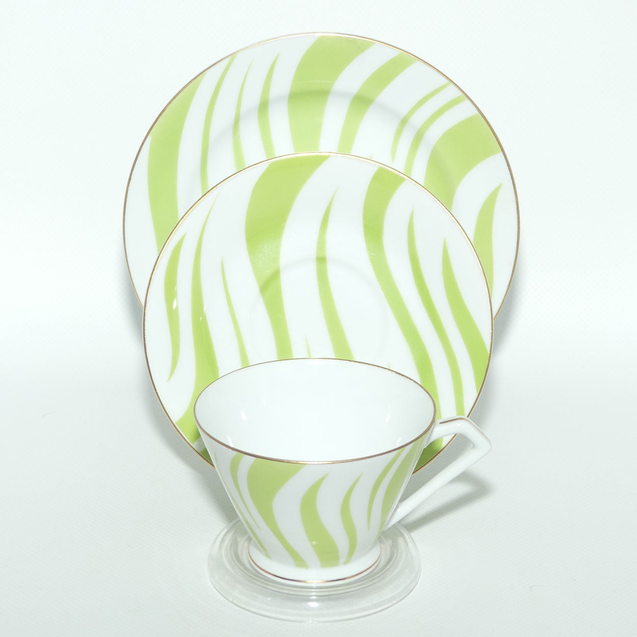 Vintage Retro Noritake Japan Zebra pattern trio | Lime