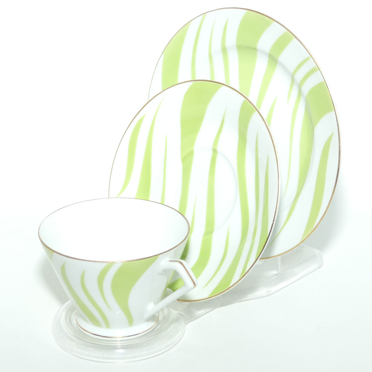 Vintage Retro Noritake Japan Zebra pattern trio | Lime