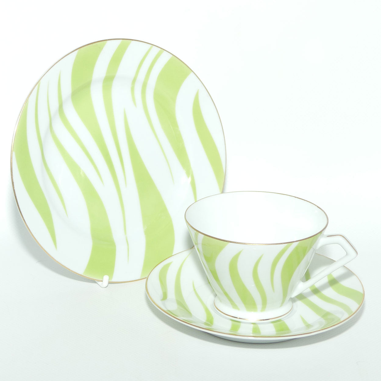 Vintage Retro Noritake Japan Zebra pattern trio | Lime