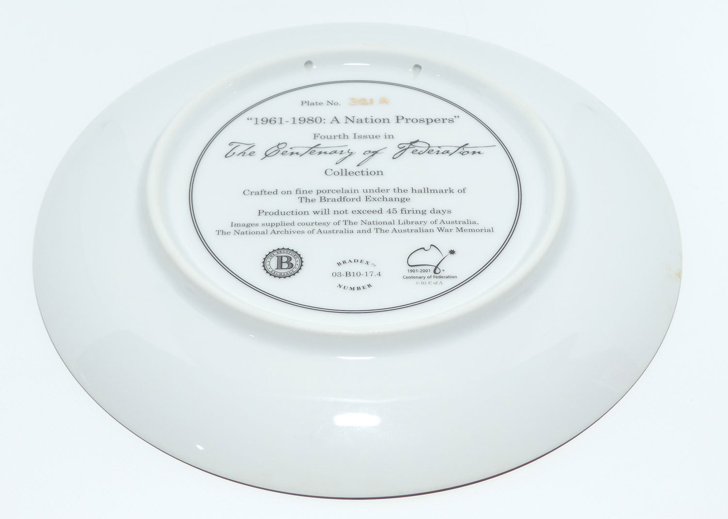 Bradex 03 B10 17.4 plate | Australia: Centenary of Federation | 1961 - 1980: A Nation Prospers