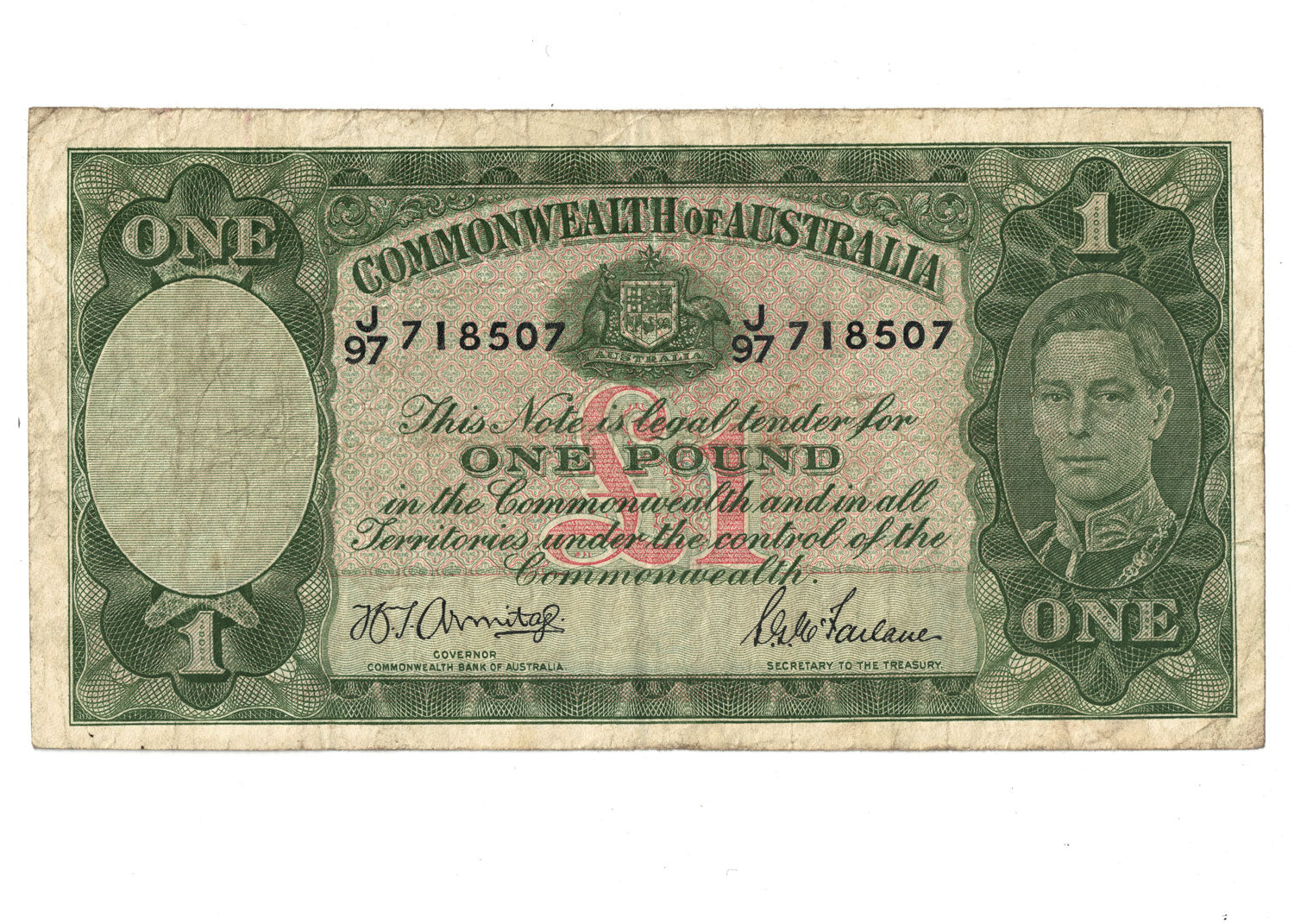 1942 R30 Commonwealth of Australia 1 Pound | Armitage McFarlane | J97 718507 | F