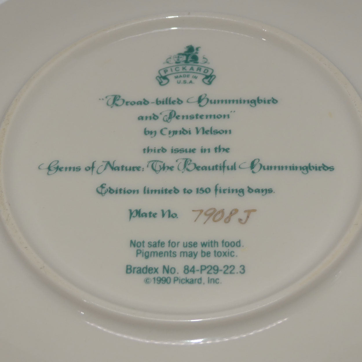 bradex-84-p29-22-3-plate-gems-of-nature-broad-billed-hummingbird-and-penstemon