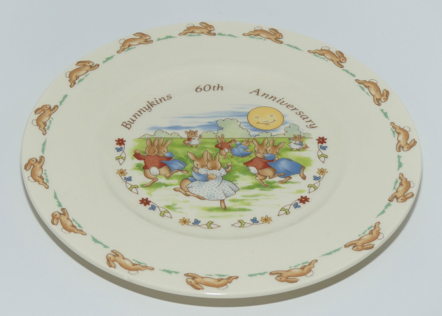 Royal Doulton Bunnykins Tableware Dancing in the Moonlight plate | Bunnykins 60th Anniversary
