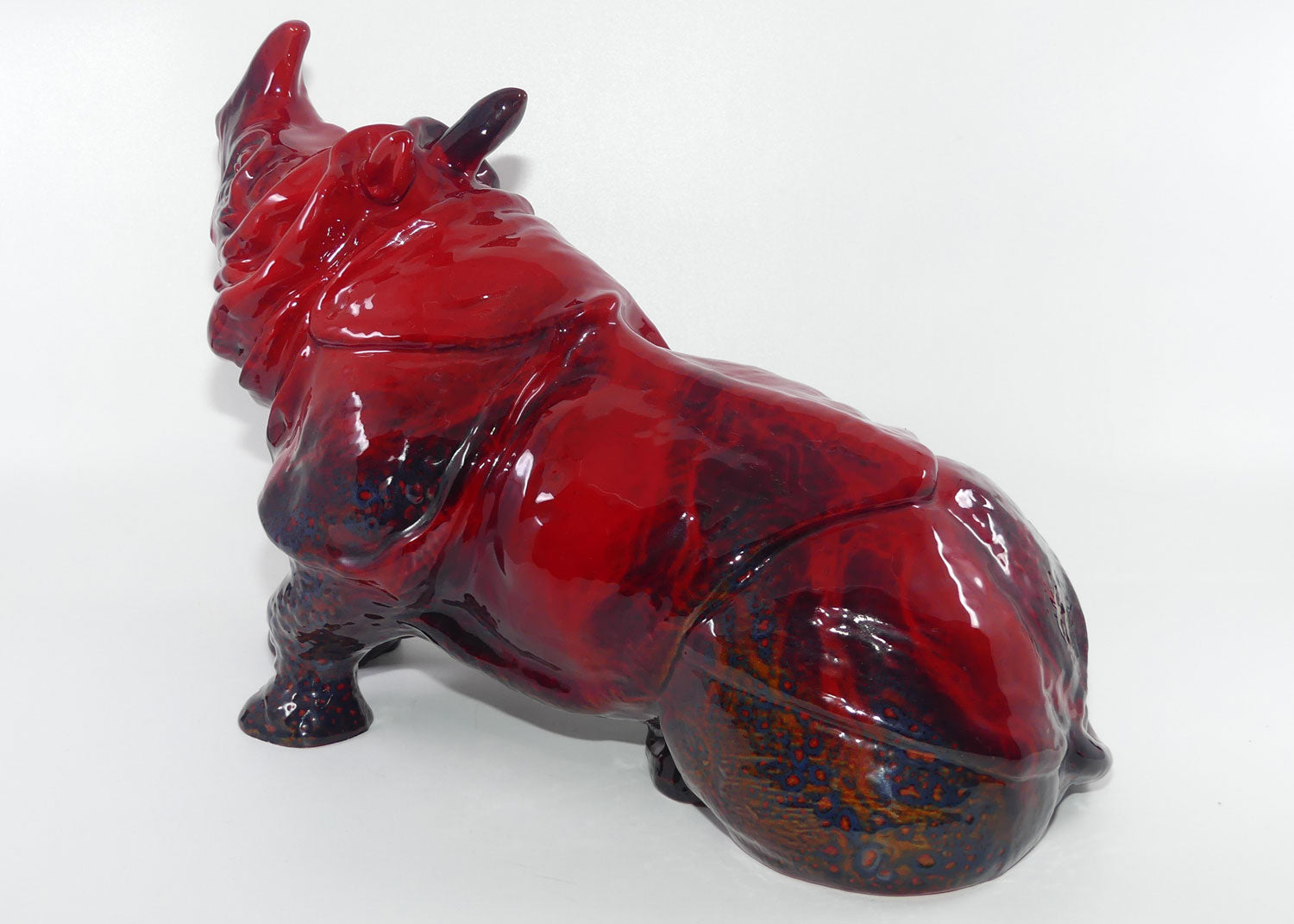 #615 Royal Doulton Flambe Rhinoceros Lying 