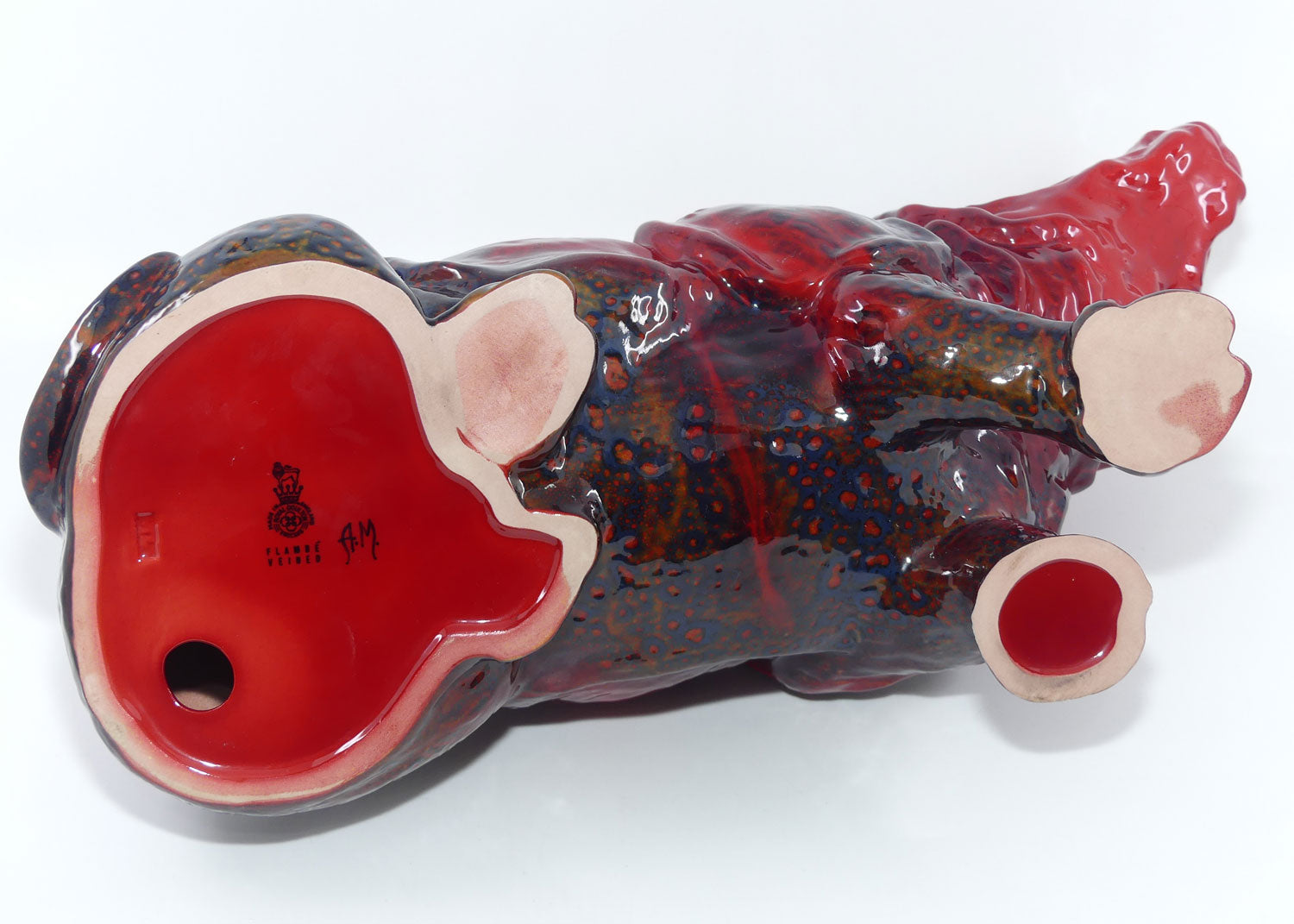 #615 Royal Doulton Flambe Rhinoceros Lying 