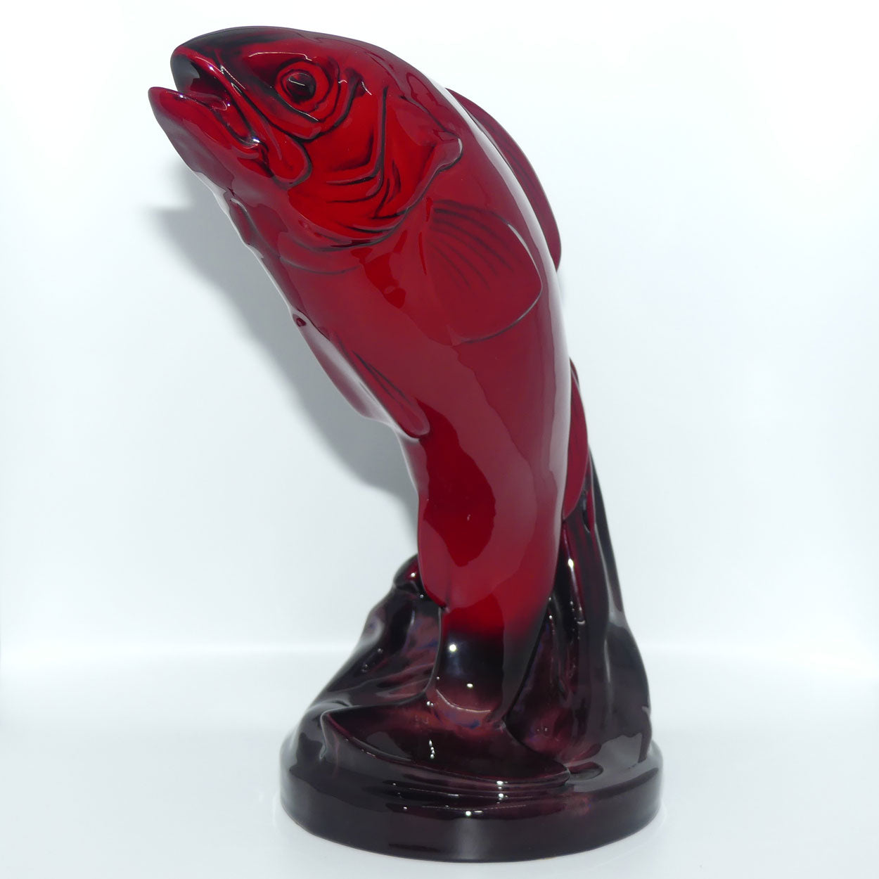 #666 Royal Doulton Flambe Leaping Salmon | signed Fred Moore